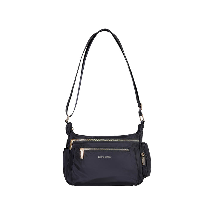 Borsa a tracolla in nylon Pierre Cardin Nero frontale