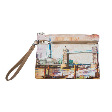 Women's clutch bag with zip pocket on the back