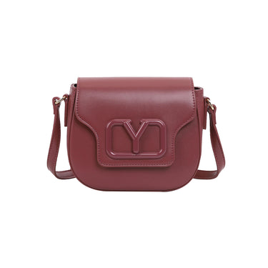 Borsa Donna rounded, Bordeaux, con logo frontale in tono colore