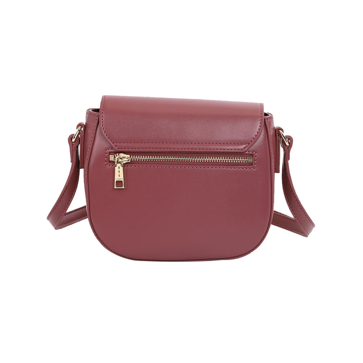 Borsa Donna rounded, Bordeaux, con logo frontale in tono colore