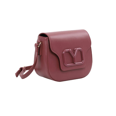 Borsa Donna rounded, Bordeaux, con logo frontale in tono colore