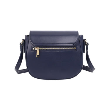 Borsa Donna Navy, arrotondata, con tracolla e patta