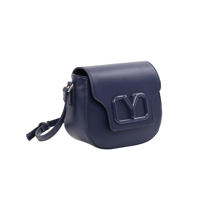 Borsa Donna Navy, arrotondata, con tracolla e patta