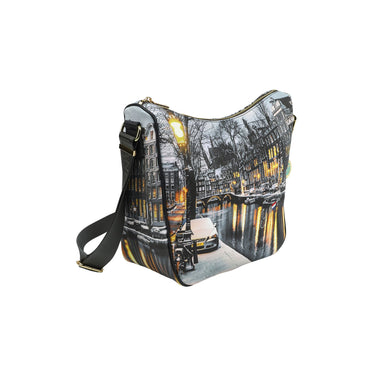 Borsa modello Hobo con tracolla e tasca con zip sul retro colore Amsterdam Rainbow