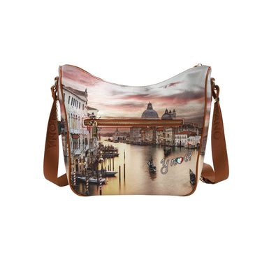 Retro Borsa modello Hobo con tracolla e tasca con zip sul retro colore Canal Grande