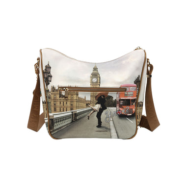 Retro Borsa modello Hobo con tracolla e tasca con zip sul retro colore London Love