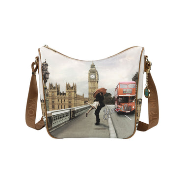 Borsa modello Hobo con tracolla e tasca con zip sul retro colore London Love