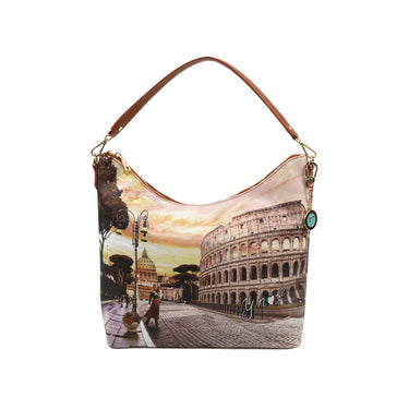 Borsa Donna in ecopelle con stampa all over e tasca sul retro