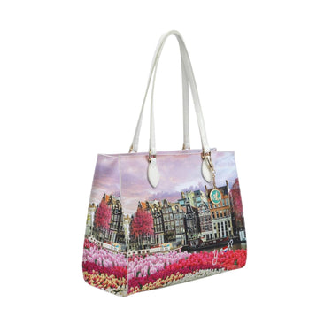 Borsa a spalla con stampa Tulips