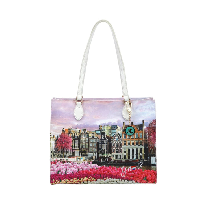 Borsa a spalla con stampa Tulips