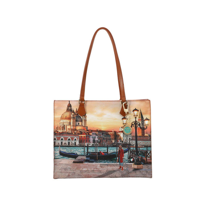 Borsa a spalla con doppi manici e stampa Venice Sunset