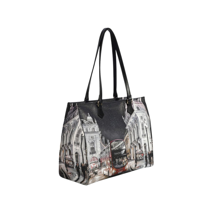 Borsa a spalla con doppi manici e stampa London By Night