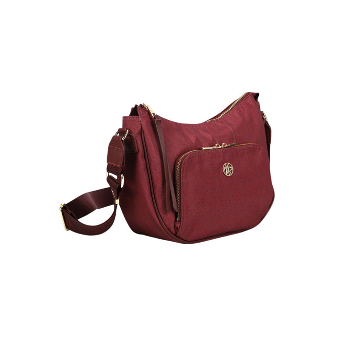 Immagine frontale Borsa con tasca sul davanti con zip colore Rosso e tracolla. 