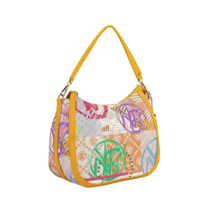 Borsa Donna con fantasia multicolore e bordi a contrasto