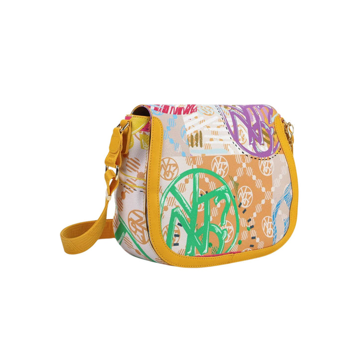 Borsa Donna con fantasia multicolore con patta e bottone magnetico