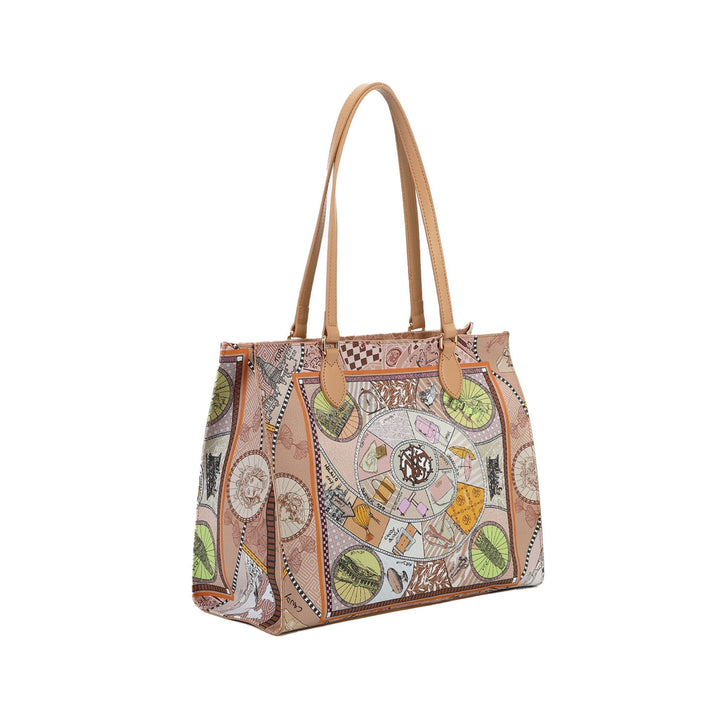 Borsa Donna in misto similpelle con manici a spalla e fantasia all over 