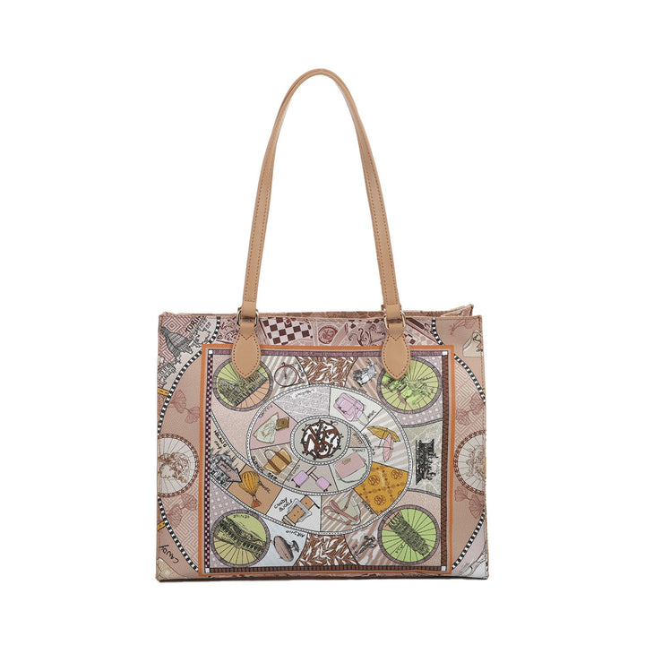 Borsa Donna in misto similpelle con manici a spalla e fantasia all over 