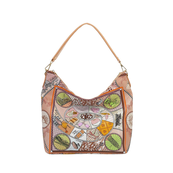 Borsa Donna con fantasia multicolore all over e manico a spalla rimovibile  