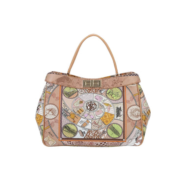 Borsa Donna in misto pelle con fantasia multicolore con manico a mano 