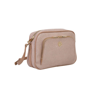 Borsa Donna con fantasia all over, tracolla regolabile e logo metallico 