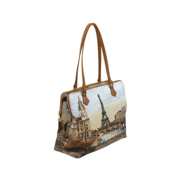 Borsa a spalla con stampa Eiffel Girl