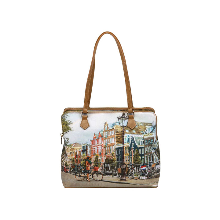 Borsa a spalla con stampa Amsterdam Rainbow