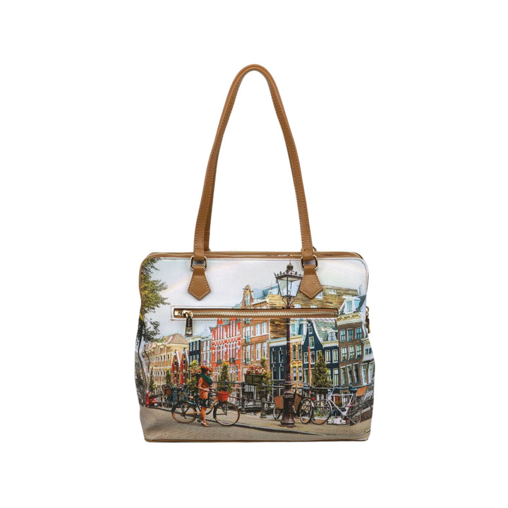 Borsa a spalla con stampa Amsterdam Rainbow