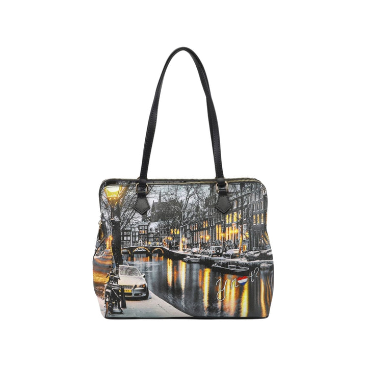 Borsa a spalla con stampa Amsterdam Snow