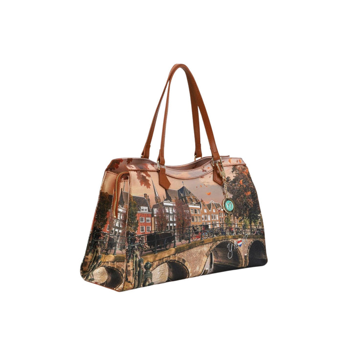 Borsa Donna a spalla, modello shopper, con charm