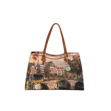 Borsa Donna a spalla, modello shopper, con charm