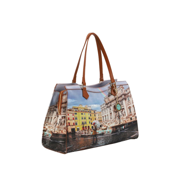 Borsa Donna a spalla, modello shopper, con charm