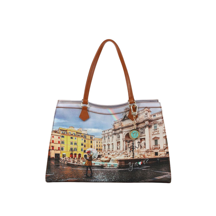 Borsa Donna a spalla, modello shopper, con charm