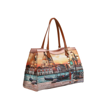 Borsa Donna a spalla, modello shopper, con charm