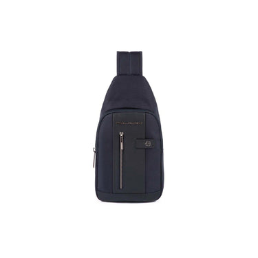 Men's single shoulder backpack in leather and fabric