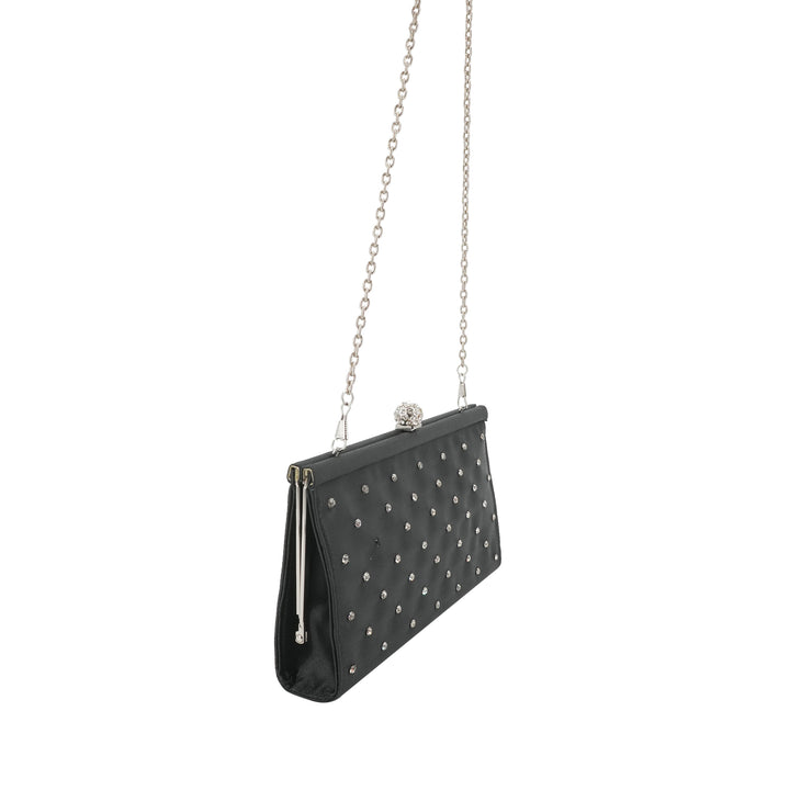 Clutch con strass sul davanti e chiusura a clip