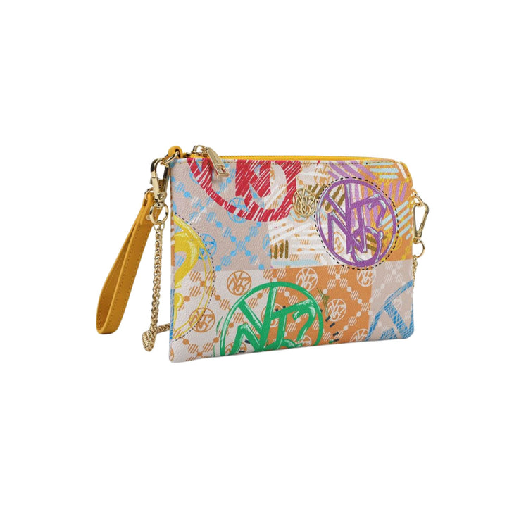 Clutch con stampa all over e tracolla removibile