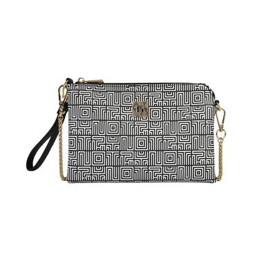 Clutch con stampa labirint e tracolla