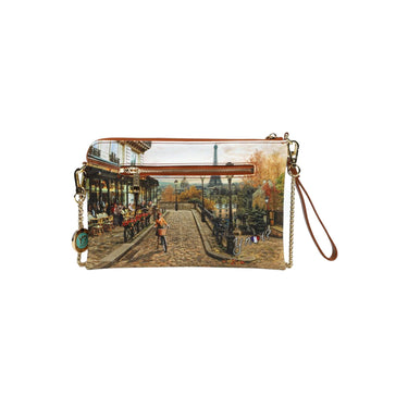 Clutch Donna in similpelle con tracolla e laccetto da polso