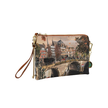 Clutch Donna con tracolla a catena, chiusura zip e tasca posteriore