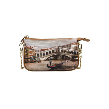 Clutch Donna stampata con cerniera e tasca posteriore