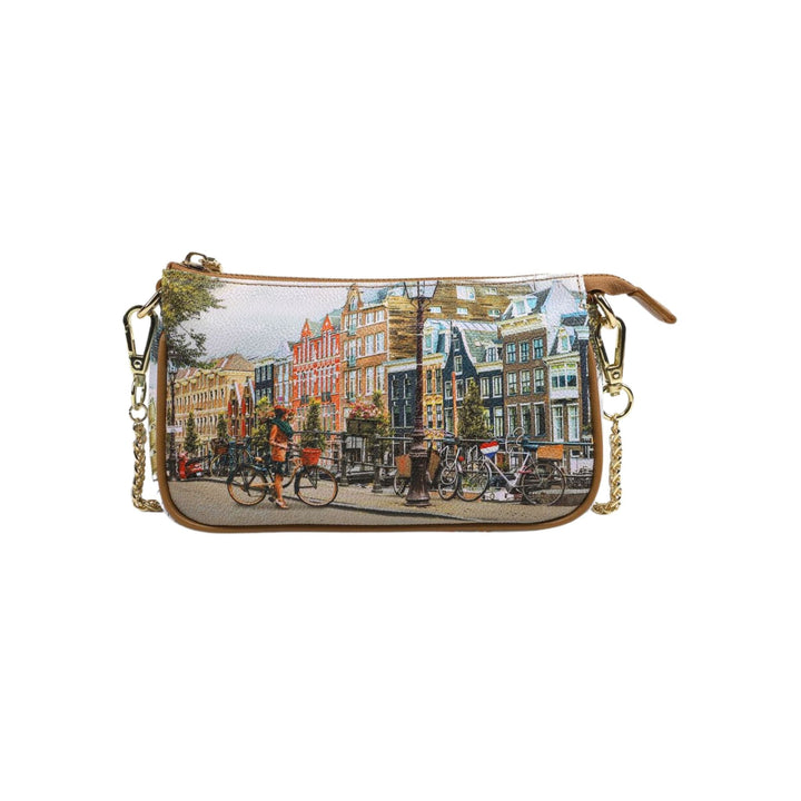 Clutch Donna Yes Bag stampata con cerniera e catena rimovibile