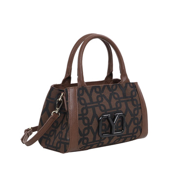 Borsa Donna in misto tessuto con motivo logo, Marrone, con tracolla