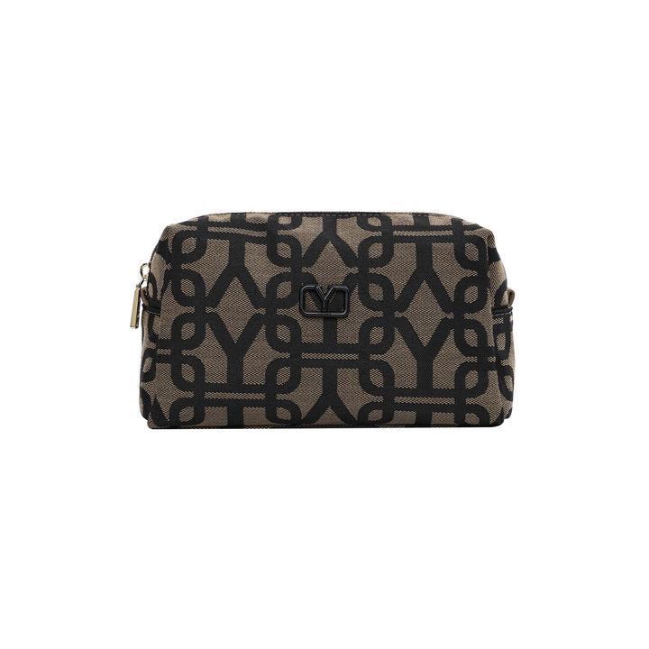 Beauty Case Donna in tessuto, con rifiniture in ecopelle e chiusura zip 