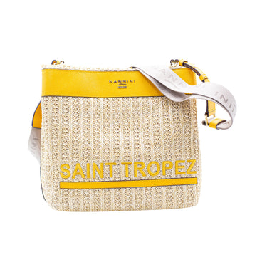 Borsa Donna in paglia con scritta gialla saint tropez