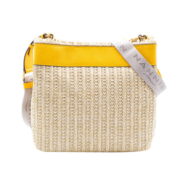 Borsa Donna in paglia con scritta gialla saint tropez