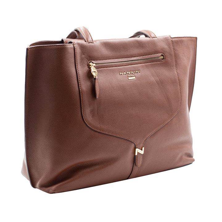 Borsa a Spalla Donna con zip frontale Marrone