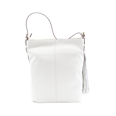 Retro Borsa Donna a Mano tasca e logo frontali Bianco