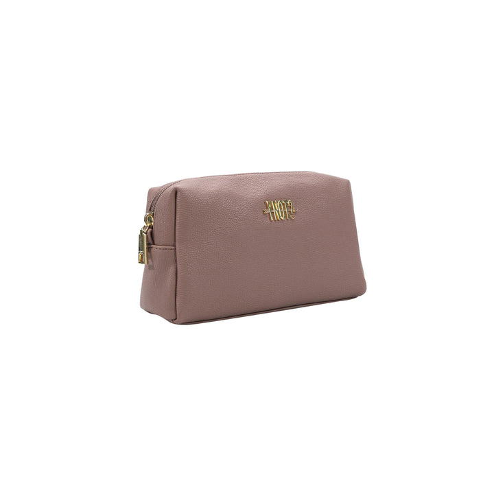 Beauty Case Donna in misto ecopelle monocolore, con logo metallico e zip