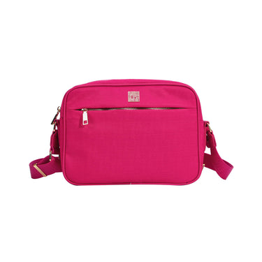 Borsa a tracolla in nylon con tasca frontale colore Fucsia