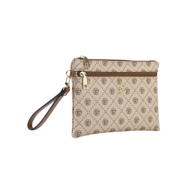 Pochette Donna con motivo logo, cerniera e laccetto da polso